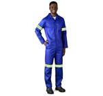 Safety Polycotton Boiler Suit - Reflective Arms Legs & Back - Yellow Tape - Image 3