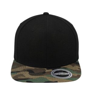 U15606BLK/CAMO - Uflex 6P Flat Peak Snapback - Black/Camo