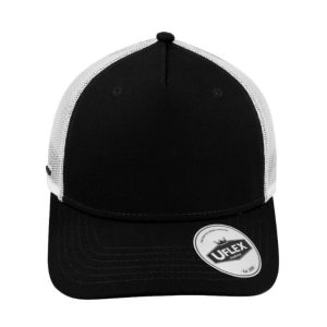 U20502RBLKWHT - Uflex 5 Panel Recycled Trucker - BLACK/WHITE