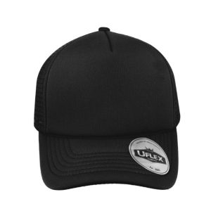 U15502BLACK/BLK - Uflex 5P Curved Peak Trucker - Black