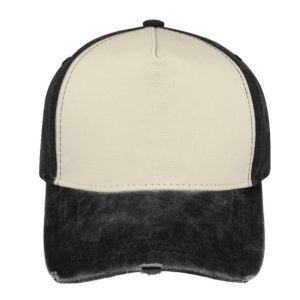 F21500BLACK/STN - Pigment Washed 5 Panel Cap - Black