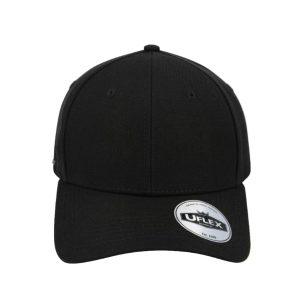 U15608BLK - Uflex 6P Curved Peak Snapback - Black / Standard Size