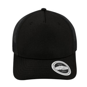 U20502RBLKBLK - Uflex 5 Panel Recycled Trucker - Black