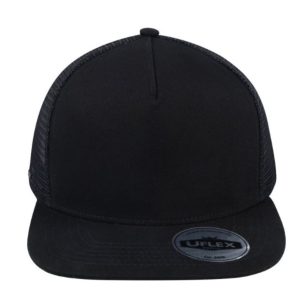 U15501BLACK - Uflex 5P Flat Peak Trucker Cap - Black