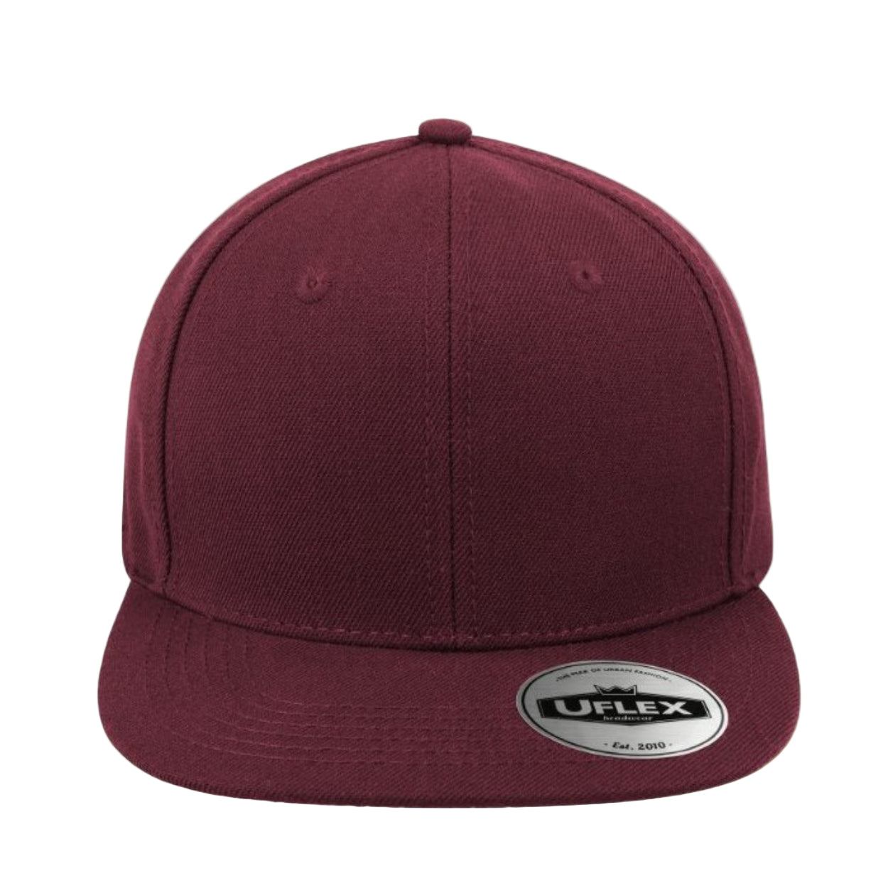 U15606BURGUNDY - Uflex 6P Flat Peak Snapback - Burgundy