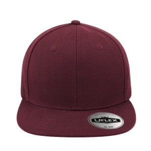 U15606BURGUNDY - Uflex 6P Flat Peak Snapback - Burgundy