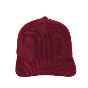 U21512BURGUNDY - 5 Panel Corduroy Trucker Cap - Burgundy
