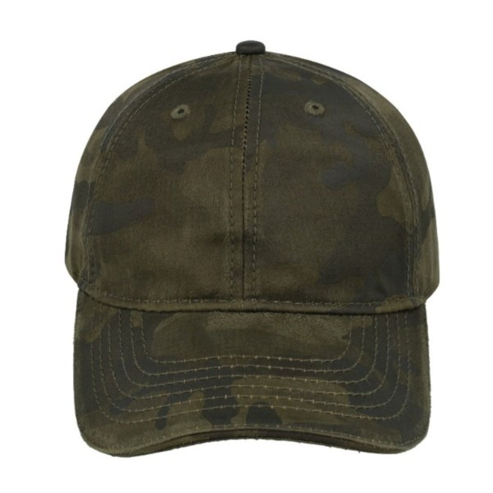 17603CAMOGREEN - Washed Oil Skin 6P Cap - Camo Green -Sol