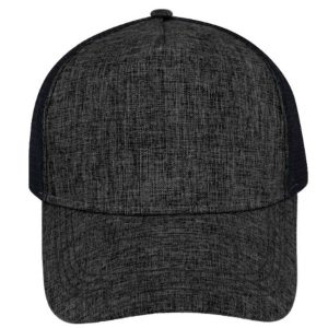 F21501CHARBLK - 5 Panel Summit Trucker Cap - Charcoal/Black