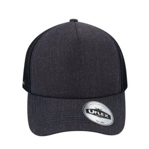 U15502CHARMEL - Uflex 5P Curved Peak Trucker - Charcoal Melange