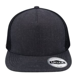 U15501CHARCOAL - Uflex 5P Flat Peak Trucker Cap - Charcoal