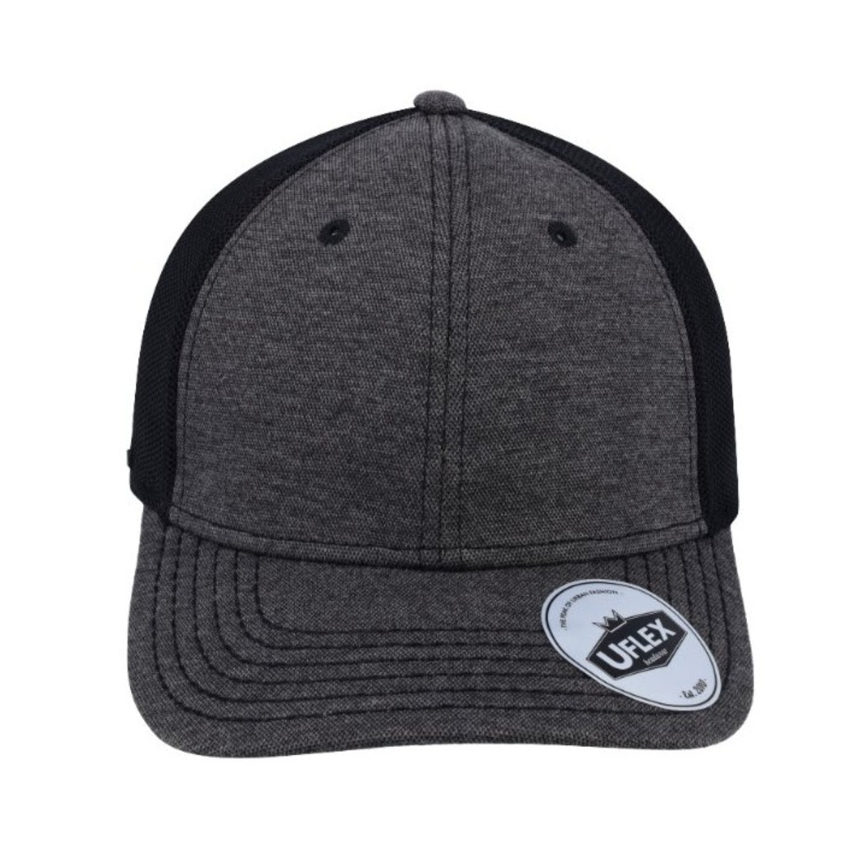 U15503CHA-L/XL - Uflex 6 Panel Fitted Trucker - Charcoal / Large/Xtra Larg