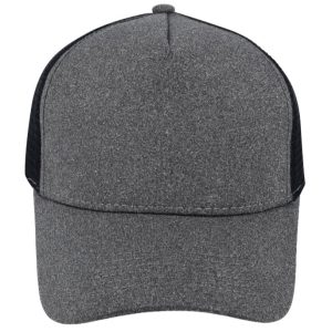 C10500CHARMEL - Jersey Trucker Cap - Charcoal Melange/Black