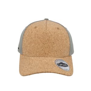 U24501CORK/GRY - Uflex Cork 5 Panel Cap - Cork/Grey
