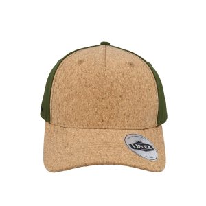 U24501CORK/OLVE - Uflex Cork 5 Panel Cap - Cork/Olive
