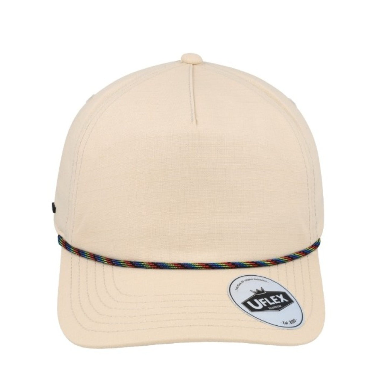 U23508STONE/BRC - 5 Panel Ripstop Dad Cap - Cream/Multi