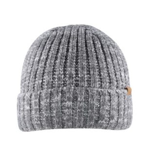 B2200GREYMEL - Rib Knit Cuffed Beanie - Grey Melange