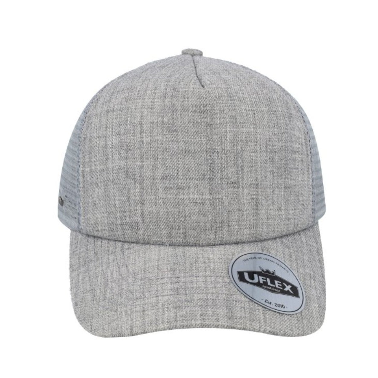 U15502GRYME/GRY - Uflex 5P Curved Peak Trucker - Grey Melange