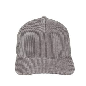 U21512GRY - 5 Panel Corduroy Trucker Cap - Grey