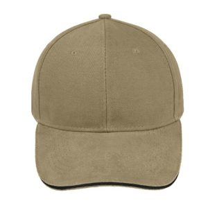V6001KHAKI/BL - Sandwich Brushed Cotton Cap - Khaki/Black