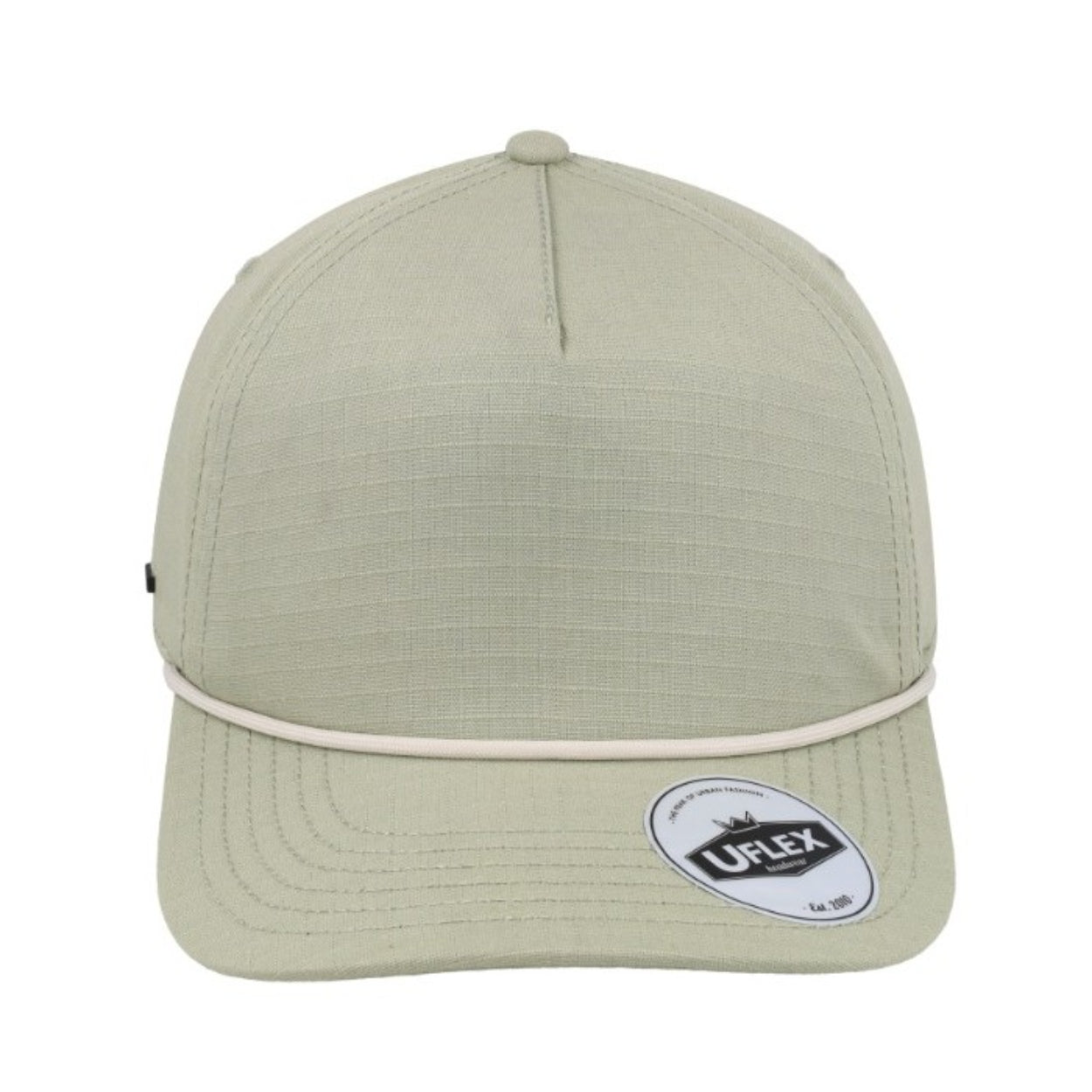 U23508MOSS/SILV - 5 Panel Ripstop Dad Cap - Light Green/White