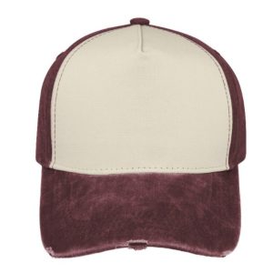 F21500MAROON/ST - Pigment Washed 5 Panel Cap - Maroon