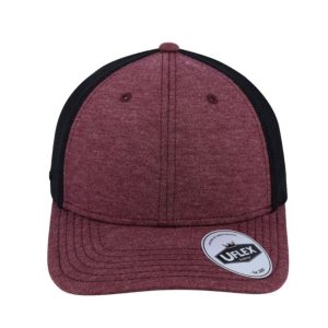 U15503MAR-L/XL - Uflex 6 Panel Fitted Trucker - Maroon / Large/Xtra Larg