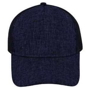 F21501NAVYBLK - 5 Panel Summit Trucker Cap - Navy/Black