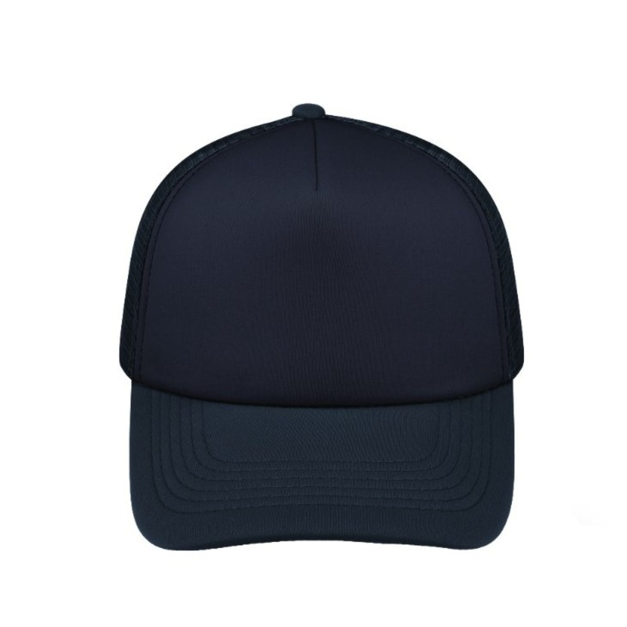 S19500NAVY - Curved Peak Foam Trucker Cap - Navy/Navy