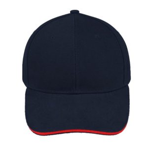 V6001NAVY/RE - Sandwich Brushed Cotton Cap - Navy/Red