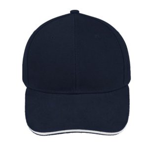 V6001NAVY/WH - Sandwich Brushed Cotton Cap - Navy/White
