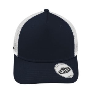 U20502RNVYWHT - Uflex 5 Panel Recycled Trucker - Navy/White