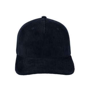 U21512NVY - 5 Panel Corduroy Trucker Cap - Navy