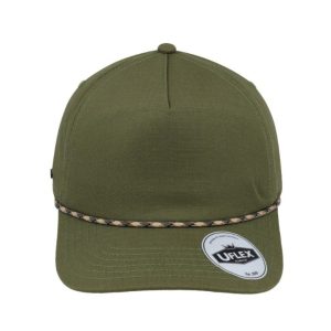 U23508OLIVE/BGR - 5 Panel Ripstop Dad Cap - Olive/Multi Colour