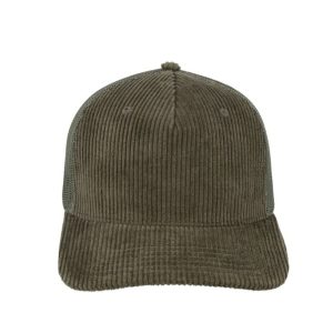 U21512OLIVE - 5 Panel Corduroy Trucker Cap - Olive