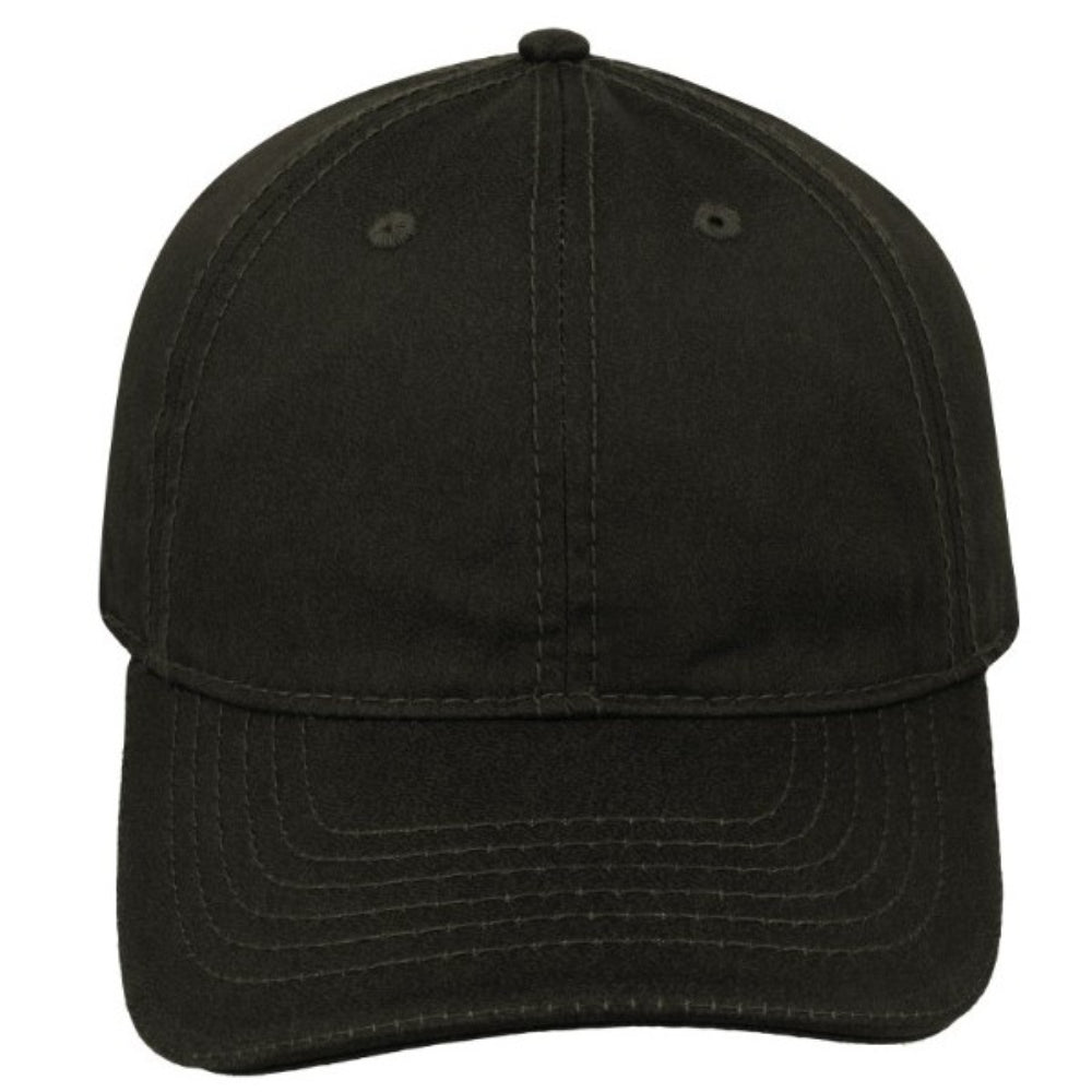 17603OLIVE - Washed Oil Skin 6P Cap - Olive