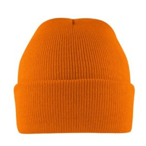 B001ORANGE - Cuffed Knitted Beanie - Orange