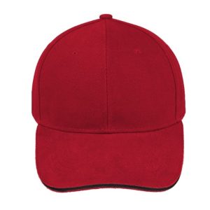 V6001RED/BL - Sandwich Brushed Cotton Cap - Red/Black