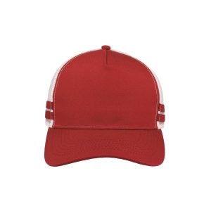 F24503RED/W/RED - Striped Trucker Cap - Red White Red