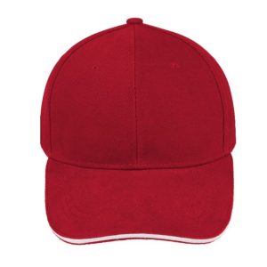 V6001RED/WH - Sandwich Brushed Cotton Cap - Red/White