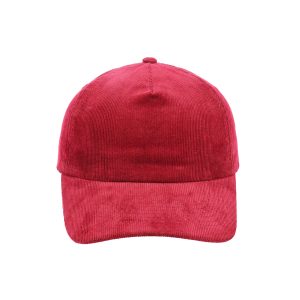 F24501RED - Corduroy 5 Panel Cap - Red