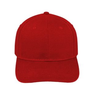 V6009RED - 6 Panel Br Cotton Cap - Red