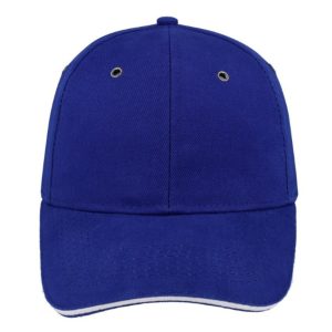 M6001ROYAL/WH - Metal Sandwich Peak Cap - Royal/White