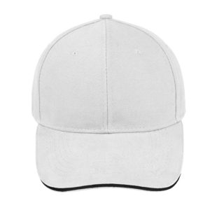 V6001WHITE/BL - Sandwich Brushed Cotton Cap - White/Black