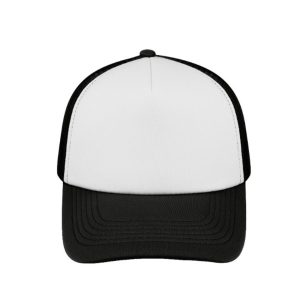 S19500BLK/WH - Curved Peak Foam Trucker Cap - White/Black
