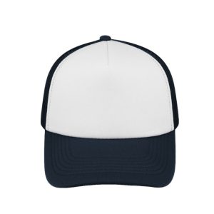 S19500NA/WH - Curved Peak Foam Trucker Cap - White/Navy