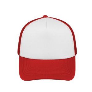 S19500RED/WHITE - Curved Peak Foam Trucker Cap - White/Red