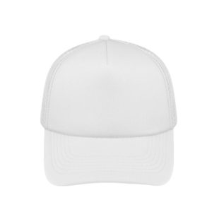S19500WHITE - Curved Peak Foam Trucker Cap - White/White