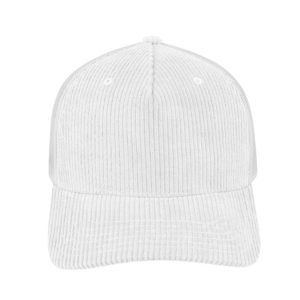 U21512WHITE - 5 Panel Corduroy Trucker Cap - White