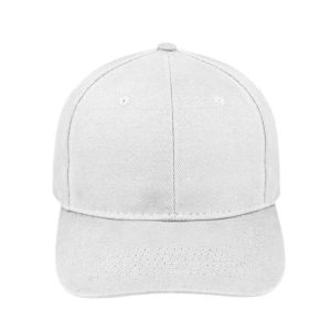 V6009WHITE - 6 Panel Br Cotton Cap - White